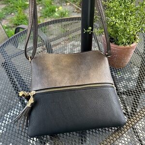 Crossbody Bag in Black & Pewter